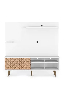 Buy ๐ฅฐ Manhattan Comfort 70.87 Inch White and Brown Liberty Freestanding Entertainment Center โญ