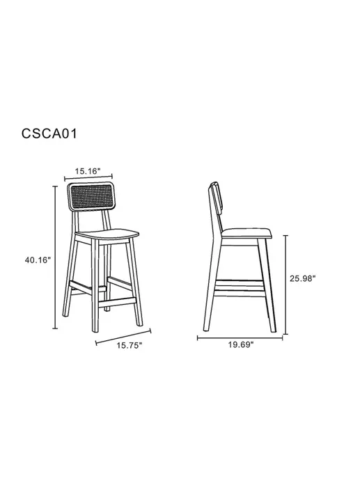 Wholesale โ๏ธ Manhattan Comfort Versailles Cane Counter Stool - Set of 2 ๐ 5 Wholesale โ๏ธ Manhattan Comfort Versailles Cane Counter Stool - Set of 2 ๐ - Image 3