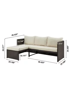 Best Pirce 👏 Manhattan Comfort Menton Patio 2-Seater and Lounge Chair with Coffee Table 🥰 -Manhattan Comfort Online Shop Belk 1563