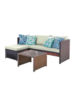 Best Pirce 👏 Manhattan Comfort Menton Patio 2-Seater and Lounge Chair with Coffee Table 🥰 -Manhattan Comfort Online Shop Belk 1566