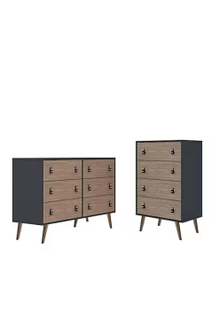 Promo 😀 Manhattan Comfort Amber Double Wide and Tall 👗 Dresser - Set of 2 👏