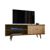 Outlet 🔥 Manhattan Comfort Liberty 62.99" Mid-Century Modern TV Stand in Rustic Brown and 3D Brown Prints ✨ -Manhattan Comfort Online Shop Belk 1655
