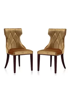 Promo 💯 Manhattan Comfort Reine Velvet Dining Chair (Set of Two) in Antique Gold and Walnut ✨ -Manhattan Comfort Online Shop Belk 1702