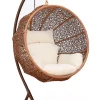 Discount 👍 Manhattan Comfort Zolo Hanging Lounge Egg Swing Chair in Cream and Saddle Brown 👏 -Manhattan Comfort Online Shop Belk 1788