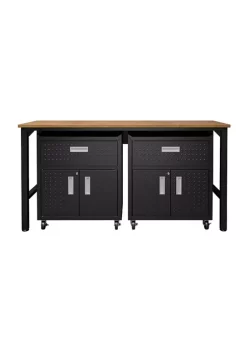 Budget 😀 Manhattan Comfort 3-Piece Fortress Mobile Space-Saving Garage Cabinet and Worktable 4.0 🔔