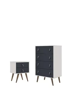 Outlet ❤️ Manhattan Comfort Amber Tall 👗 Dresser and Nightstand - Set of 2 🛒 -Manhattan Comfort Online Shop Belk 1899