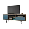 Outlet 👍 Manhattan Comfort Liberty 70.86" Mid-Century Modern TV Stand in Rustic Brown and Aqua Blue 🌟 -Manhattan Comfort Online Shop Belk 1963
