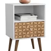 Outlet ⭐ Manhattan Comfort Liberty Nightstand 1.0 in White and 3D Brown Prints 💯 -Manhattan Comfort Online Shop Belk 1969