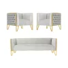 Deals 👏 Manhattan Comfort Vector Sofa and Armchair Set of 3 in Grey and Gold 🌟