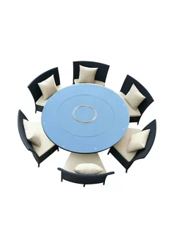 Deals 🧨 Manhattan Comfort Nightingdale 7-Piece Outdoor Dining Set in Cream 🛒