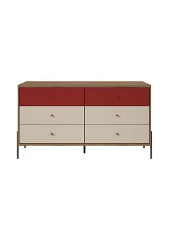 Hot Sale 🔥 Manhattan Comfort Joy 59" Double 👗 Dresser in Red ✔️