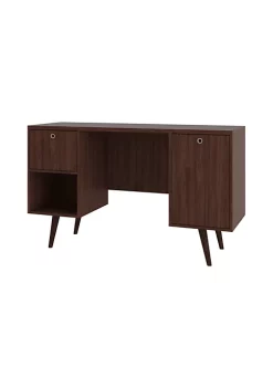 Discount ✨ Manhattan Comfort Edgar Office Desk in Dark Brown 🧨
