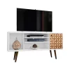 Best Pirce ❤️ Manhattan Comfort Liberty 53.14" Mid-Century Modern TV Stand in White and 3D Brown Prints 😍 -Manhattan Comfort Online Shop Belk 2047