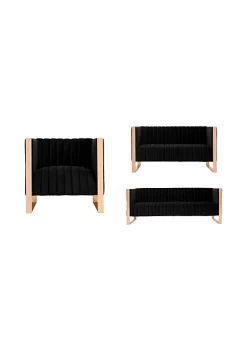 Cheapest 🛒 Manhattan Comfort Trillium 3 Piece - Sofa, Loveseat and Armchair Set in Black and Rose Gold ❤️