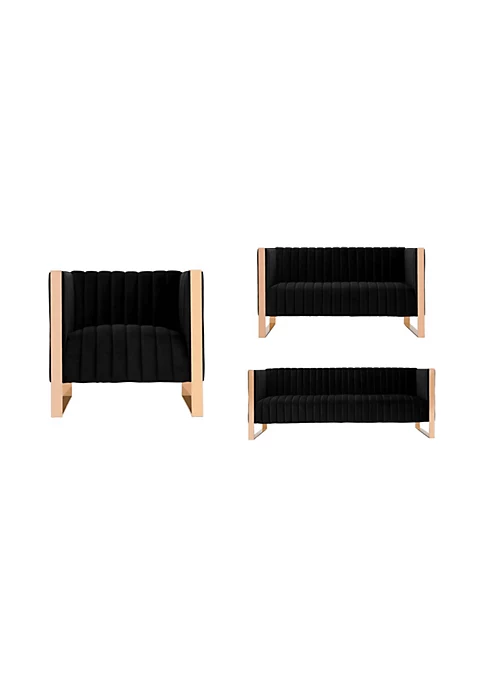 Cheapest ๐ Manhattan Comfort Trillium 3 Piece - Sofa, Loveseat and Armchair Set in Black and Rose Gold โค๏ธ 4 Cheapest ๐ Manhattan Comfort Trillium 3 Piece - Sofa, Loveseat and Armchair Set in Black and Rose Gold โค๏ธ - Image 2