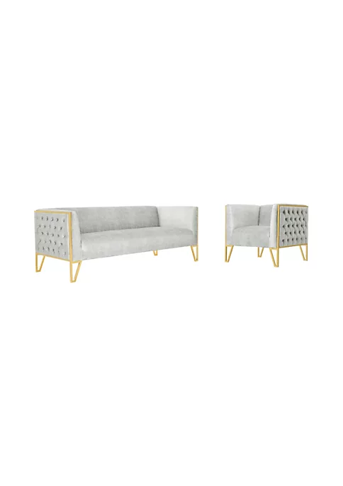 Brand new ๐ฅฐ Manhattan Comfort Vector Sofa and Armchair Set of 2 in Grey and Gold ๐คฉ 3 Brand new ๐ฅฐ Manhattan Comfort Vector Sofa and Armchair Set of 2 in Grey and Gold ๐คฉ