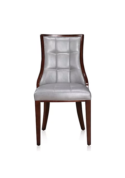 New π Manhattan Comfort Fifth Avenue Faux Leather Dining Chair (Set of Two) in Silver and Walnut π₯ 5 New π Manhattan Comfort Fifth Avenue Faux Leather Dining Chair (Set of Two) in Silver and Walnut π₯ - Image 3