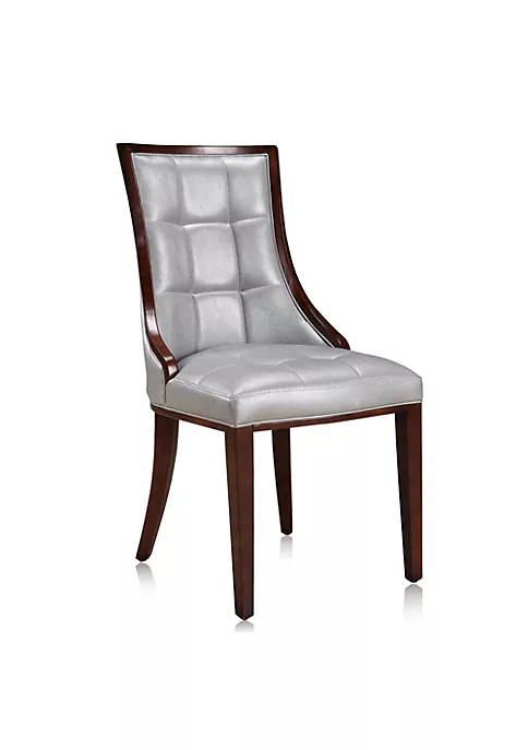 New π Manhattan Comfort Fifth Avenue Faux Leather Dining Chair (Set of Two) in Silver and Walnut π₯ 6 New π Manhattan Comfort Fifth Avenue Faux Leather Dining Chair (Set of Two) in Silver and Walnut π₯ - Image 4