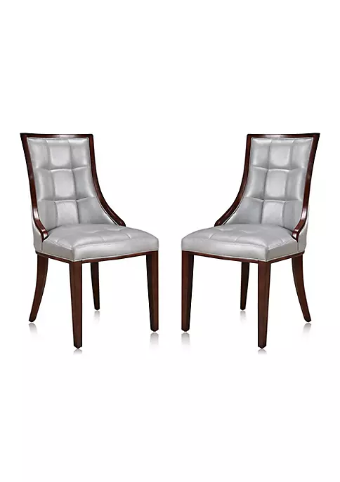 New π Manhattan Comfort Fifth Avenue Faux Leather Dining Chair (Set of Two) in Silver and Walnut π₯ 7 New π Manhattan Comfort Fifth Avenue Faux Leather Dining Chair (Set of Two) in Silver and Walnut π₯ - Image 5