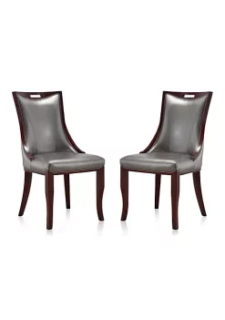 Brand new ⌛ Manhattan Comfort Emperor Dining Chair (Set of Two) in Silver and Walnut 💯