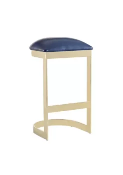 Promo ⌛ Manhattan Comfort Aura Bar Stool in Blue and Polished Brass (Set of 2) 🥰 -Manhattan Comfort Online Shop Belk 2152