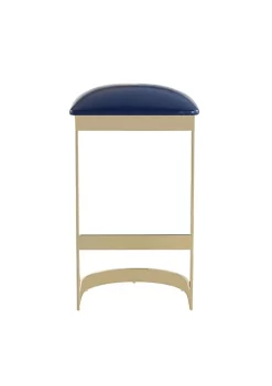 Promo ⌛ Manhattan Comfort Aura Bar Stool in Blue and Polished Brass (Set of 2) 🥰 -Manhattan Comfort Online Shop Belk 2153