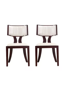 Budget 🌟 Manhattan Comfort Pulitzer Dining Chair (Set of Two) in Pearl White and Walnut ✔️ -Manhattan Comfort Online Shop Belk 2159