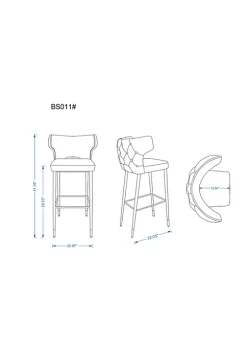 Discount 💯 Manhattan Comfort Holguin Barstool in Grey, Black and Gold ⭐ -Manhattan Comfort Online Shop Belk 2191
