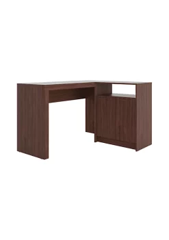 Cheap 🛒 Manhattan Comfort Kalmar L -Shaped Office Desk in Dark Brown 🤩