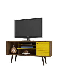 Cheapest 🔔 Manhattan Comfort Liberty 53.14" Mid-Century Modern TV Stand in Rustic Brown and Yellow 🥰