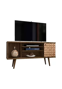 Best Sale 🔔 Manhattan Comfort Liberty 53.14" TV Stand in Rustic Brown and 3D Brown Prints 🧨