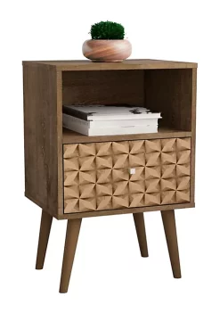 Best deal 😍 Manhattan Comfort Liberty Nightstand 1.0 in Rustic Brown and 3D Brown Prints 😍