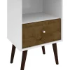 Best Sale 🎉 Manhattan Comfort Liberty Mid-Century Modern Nightstand 1.0 in White and Rustic Brown 🥰 -Manhattan Comfort Online Shop Belk 2229