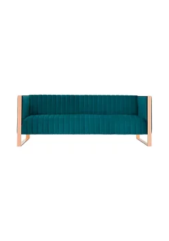 Best Sale 🧨 Manhattan Comfort Trillium Sofa in Aqua Blue and Rose Gold 😉