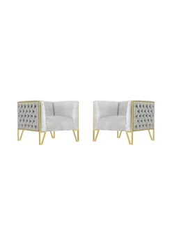 Cheapest 🛒 Manhattan Comfort Vector Accent Chair in Grey and Gold (Set of 2) ✨