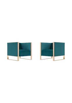 Outlet ๐ Manhattan Comfort Trillium Accent Chair in Teal and Rose Gold (Set of 2) ๐