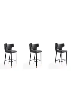 Promo 👍 Manhattan Comfort Holguin Barstool in Grey, Black and Gold (Set of 3) ✨ -Manhattan Comfort Online Shop Belk 2249