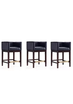 Buy 🛒 Manhattan Comfort Kingsley Counter Stool in Black and Dark Walnut (Set of 3) 💯