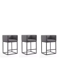 New 😀 Manhattan Comfort Embassy Counter Stool in Grey and Black (Set of 3) 🔥