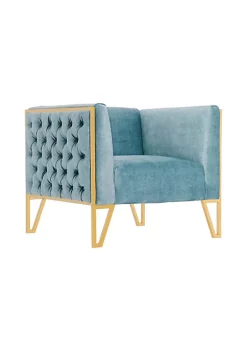 Discount 🎉 Manhattan Comfort Vector Accent Chair in Ocean Blue and Gold 🤩