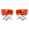 Promo 🔔 Manhattan Comfort Hollywood Lounge Accent Chair in Orange and Polished Chrome (Set of 2) 🎁 -Manhattan Comfort Online Shop Belk 2327