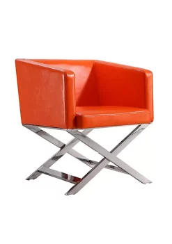 Promo 🔔 Manhattan Comfort Hollywood Lounge Accent Chair in Orange and Polished Chrome (Set of 2) 🎁 -Manhattan Comfort Online Shop Belk 2329