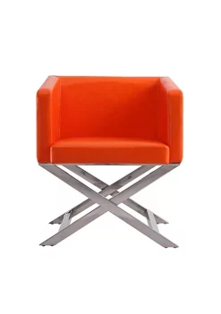 Promo 🔔 Manhattan Comfort Hollywood Lounge Accent Chair in Orange and Polished Chrome (Set of 2) 🎁 -Manhattan Comfort Online Shop Belk 2330