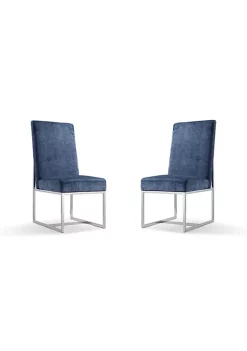 Cheap 👍 Manhattan Comfort Element Velvet Dining Chair in Blue (Set of 2) 👍 -Manhattan Comfort Online Shop Belk 2346