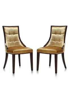 Best reviews of 😉 Manhattan Comfort Fifth Avenue Velvet Dining Chair (Set of Two) in Antique Gold and Walnut 🥰