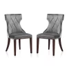 Hot Sale 👏 Manhattan Comfort Reine Velvet Dining Chair (Set of Two) in Grey and Walnut 💯 -Manhattan Comfort Online Shop Belk 2403