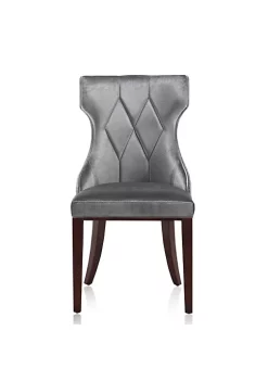 Hot Sale 👏 Manhattan Comfort Reine Velvet Dining Chair (Set of Two) in Grey and Walnut 💯 -Manhattan Comfort Online Shop Belk 2406