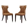 Hot Sale ✔️ Manhattan Comfort Reine Faux Leather Dining Chair (Set of Two) in Saddle and Walnut ⌛ -Manhattan Comfort Online Shop Belk 2413