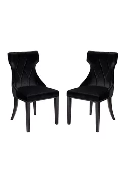 Discount ⭐ Manhattan Comfort Reine Velvet Dining Chair (Set of Two) in Black and Walnut 🤩 -Manhattan Comfort Online Shop Belk 2421