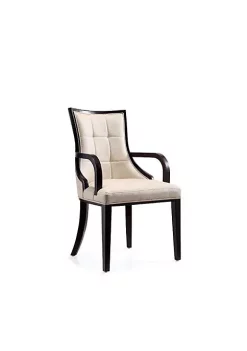 Best deal 😀 Manhattan Comfort Fifth Avenue Faux Leather Dining Armchair Cream and Walnut 🛒